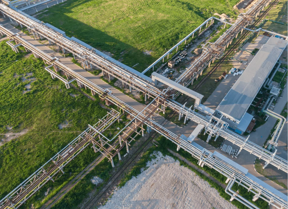 Aerial view of pipeline system