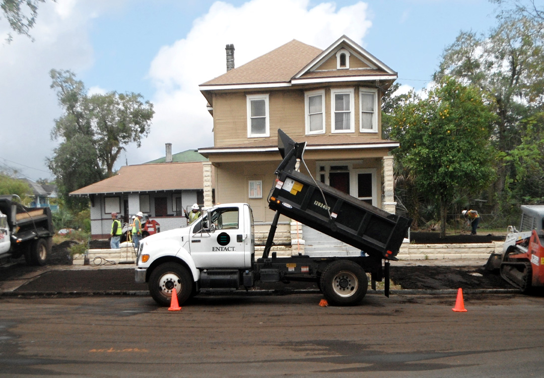 workers working on a residential environmental remediation task