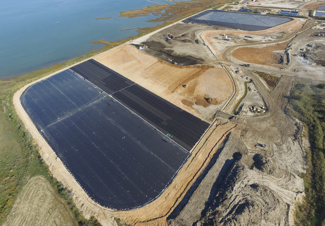 Arial view of environmental remediation work site
