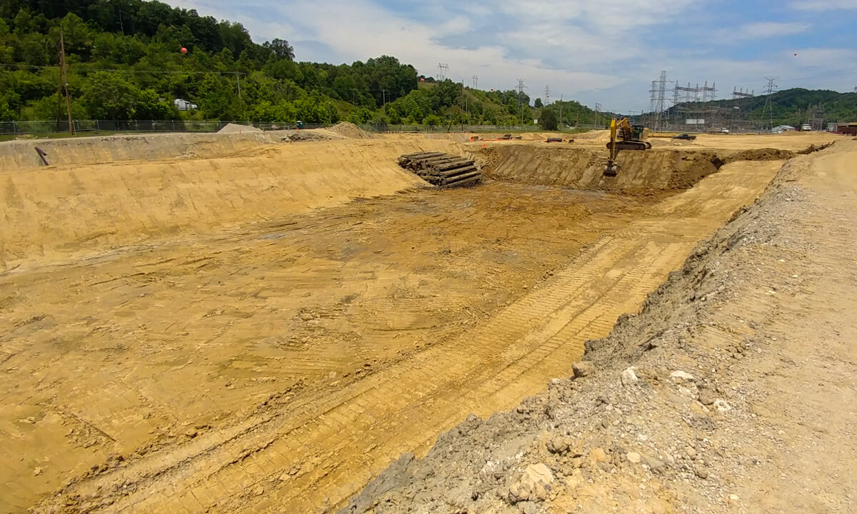 large trench dug out by excavator