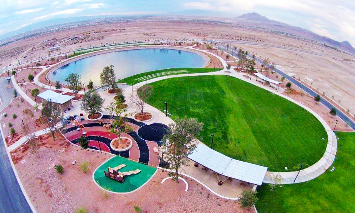 Arial view of a finished park
