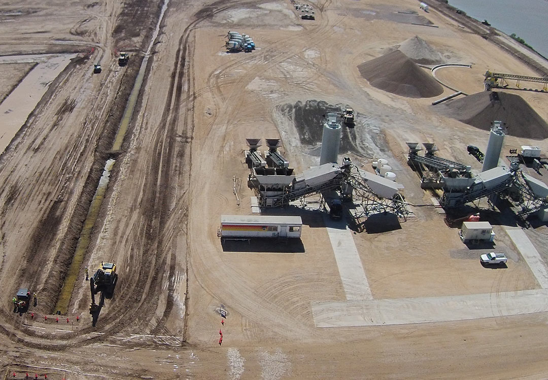 Arial view of geotech construction site