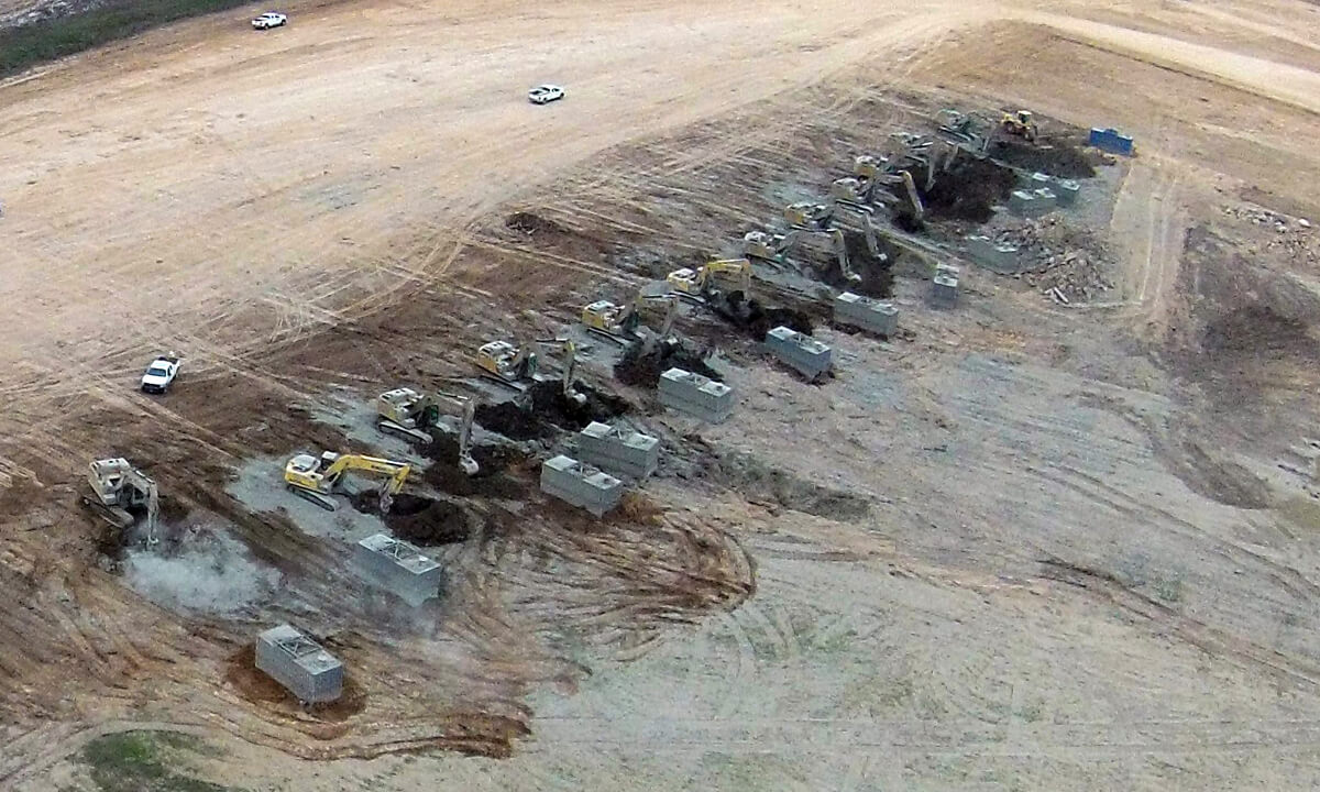 Arial view of ground stabilization job site